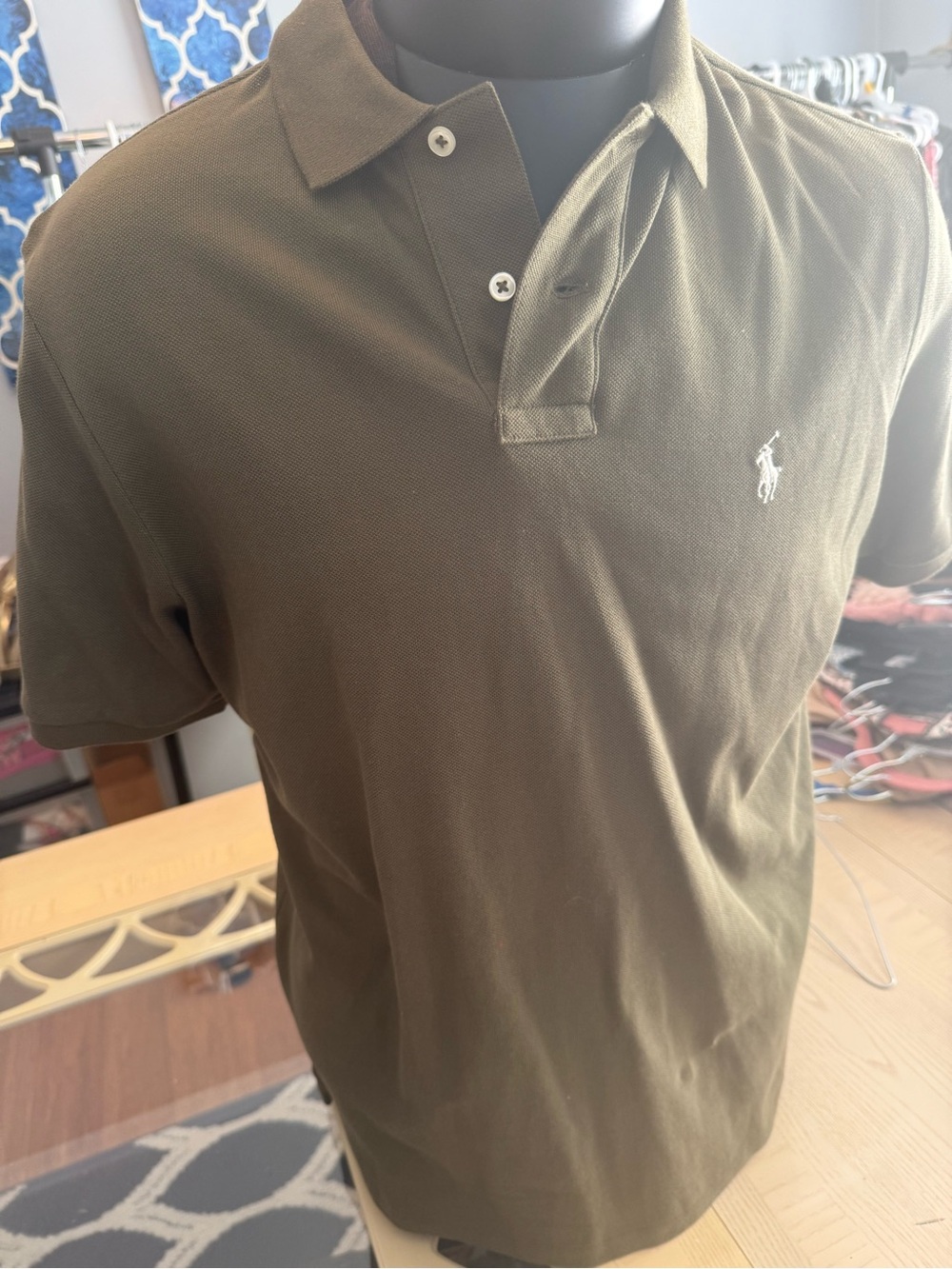 Ralph Lauren Olive Polo with White Pony Embroidery